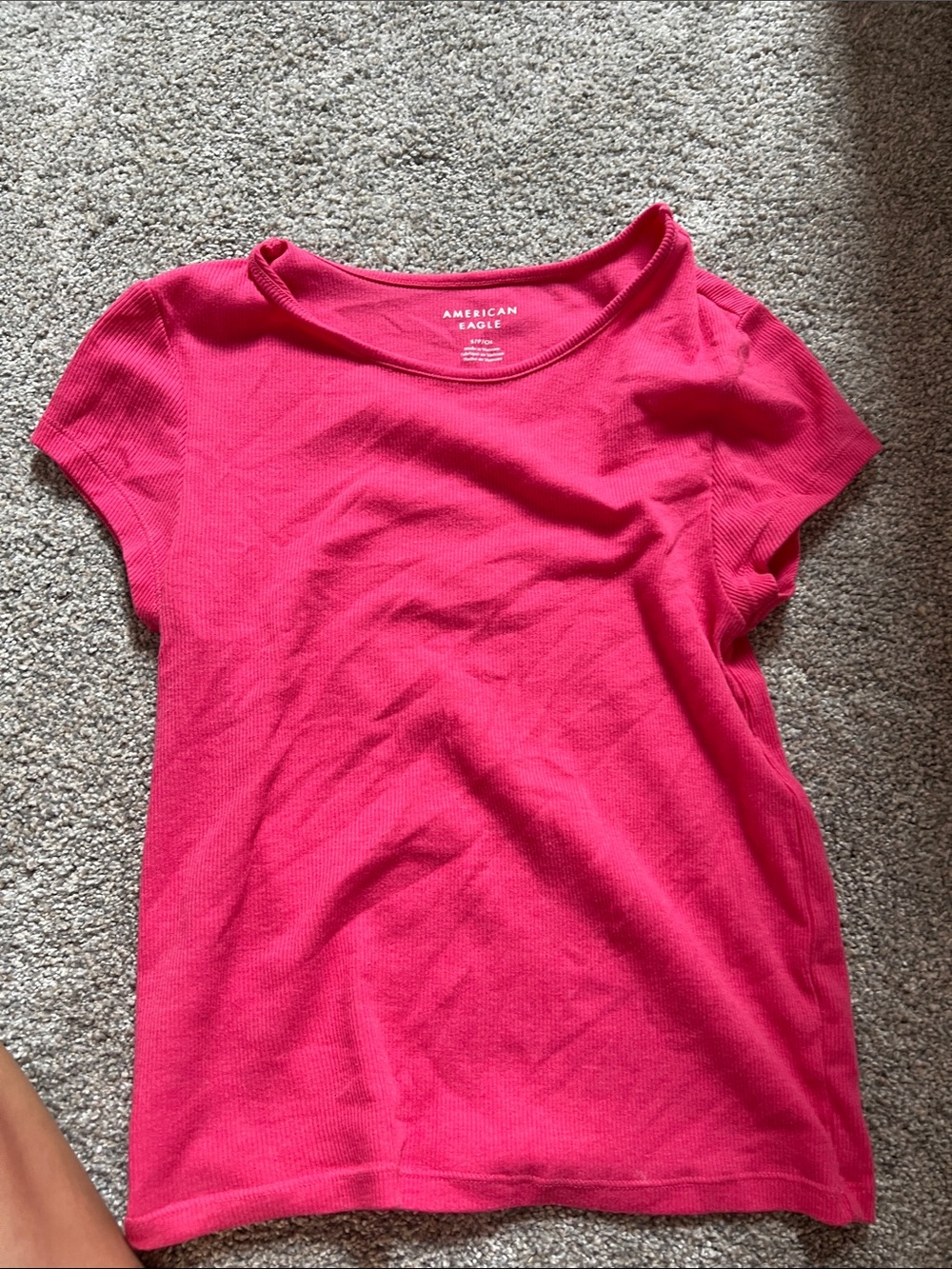 American Eagle Outfitters Hot Pink Ribbed Crop Top